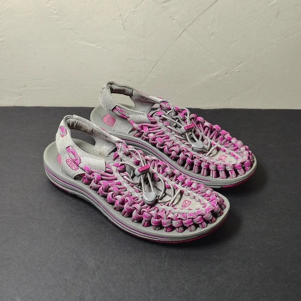 Keen Sandals Womens 7.5 Gray Pink Uneek Cord Outdoor Hiking Water Shoes